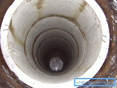 Anneaux de béton abaissés dans un puits Anneaux de béton abaissés dans un puits