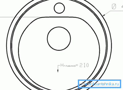 Dessin du modèle le plus simple d'un tel produit avec un trou pour le montage de la grue et indiquant les dimensions requises