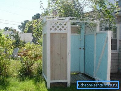 Photos de la cabine de douche sur le site.