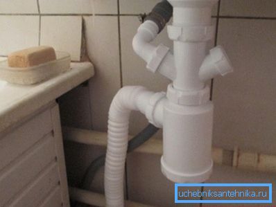 Photo du siphon installé avec des robinets supplémentaires Photo du siphon installé avec des robinets supplémentaires