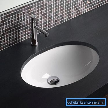 Lavabo en céramique intégré au plan de travail dans la salle de bain Lavabo en céramique intégré au plan de travail dans la salle de bain