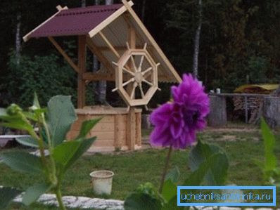 Le puits est décoré d'un auvent décoratif. Le puits est décoré d'un auvent décoratif.