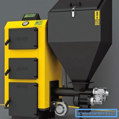 Chaudière à combustible solide avec système d'alimentation automatique en pellets. Chaudière à combustible solide avec système d'alimentation automatique en pellets.