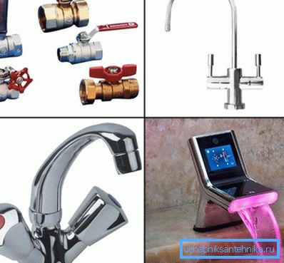 Robinets d'eau de diverses modifications