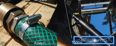 Fixation du tuyau et du câble métallique. Fixation du tuyau et du câble métallique.