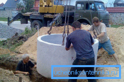 Installation d'anneaux en béton. Installation d'anneaux en béton.