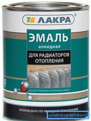Sur la photo émail alkyde pour radiateurs.