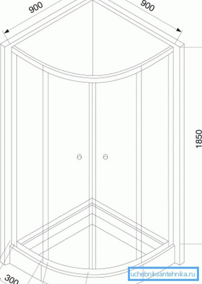 La photo montre le dessin et les dimensions principales de la cabine ouverte.