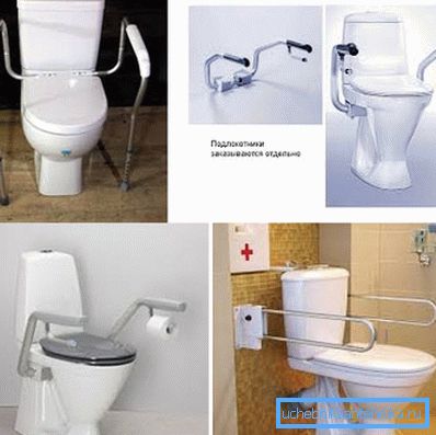 Sur la photo - versions de cuvettes de toilettes pour personnes handicapées. Sur la photo - versions de cuvettes de toilettes pour personnes handicapées.