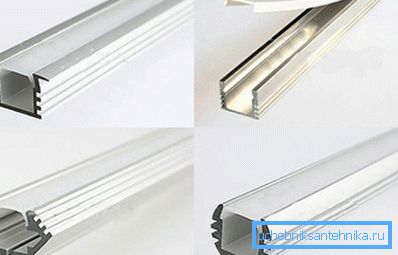 Plusieurs variations de profil pour les bandes de LED. Plusieurs variations de profil pour les bandes de LED.