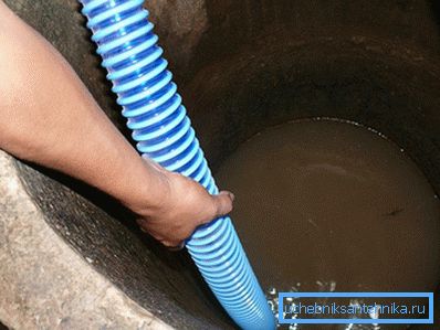 Pompage de l'eau sale du puits