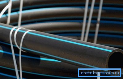 Le tuyau en polyéthylène pour l’alimentation en eau froide porte une marque bleue sur la surface extérieure. Le tuyau en polyéthylène pour l’alimentation en eau froide porte une marque bleue sur la surface extérieure.