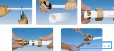 Séquence d'action lors du raccordement de tuyaux à l'aide de raccords à compression