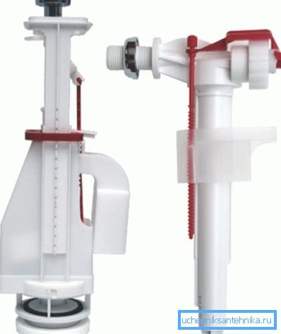 Le kit le plus simple consiste en un mécanisme de vidange à bouton-poussoir et une vanne à flotteur.