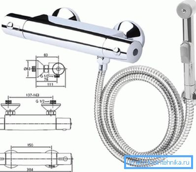 Schéma de fixation du mélangeur avec thermostat intégré Schéma de fixation du mélangeur avec thermostat intégré