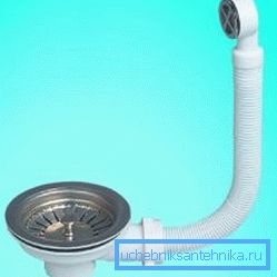 Siphon de lavabo avec trop-plein en plastique ondulé Siphon de lavabo avec trop-plein en plastique ondulé
