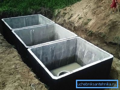 Fosse septique en béton à trois chambres