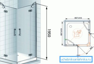 Cabine d'angle avec portes battantes Cabine d'angle avec portes battantes