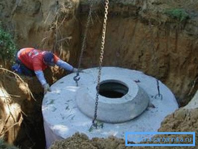 Installation d'un puits de drainage à partir d'anneaux en béton armé