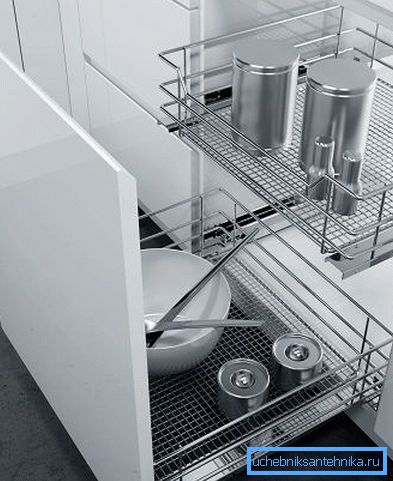 Dans de tels paniers, il est pratique de ranger la vaisselle propre après le lavage. Dans de tels paniers, il est pratique de ranger la vaisselle propre après le lavage.